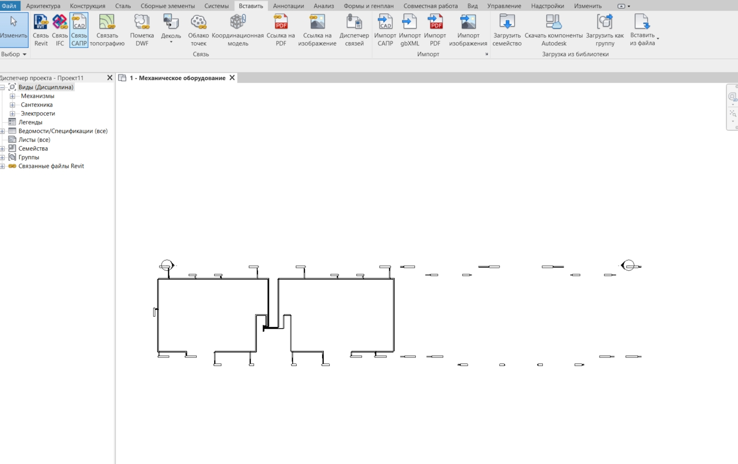 Вид связанного файла в Revit