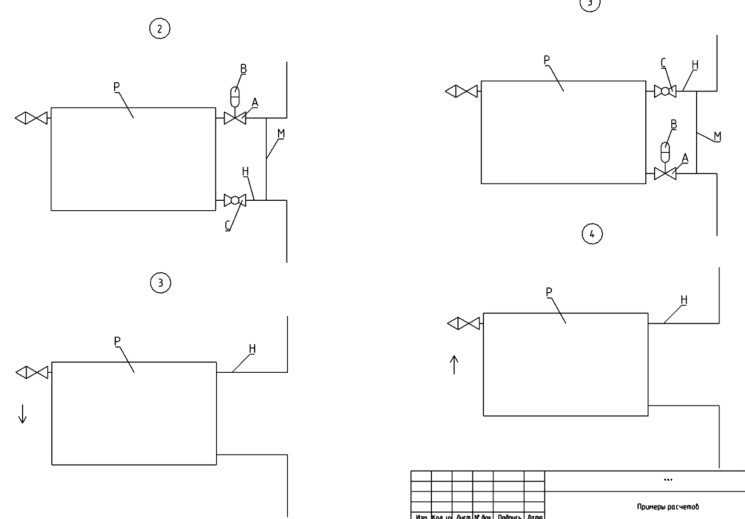 DCAD пример оформления схемы узла обвязки отопительного прибора